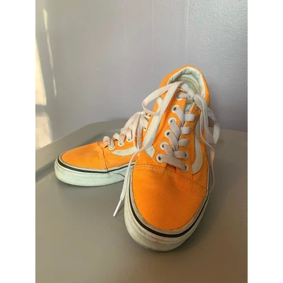 Vans Sneakers Neon Orange and White GUC size 5.5 women 4.0 men - Picture 2 of 13